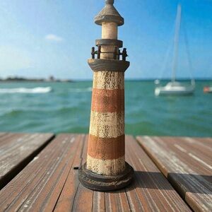Source Unknown Brown and Cream Lighthouse Decor